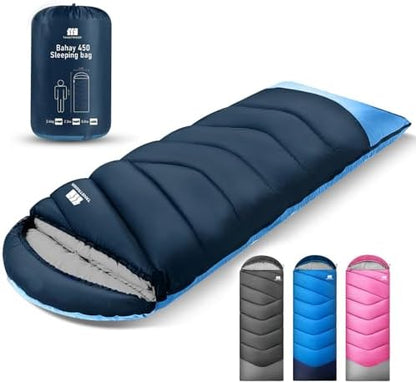 Sleeping Bags for Adults Teens, 4 Season Camping Sleeping Bag Waterproof,Machine Washable Backpacking Gear for Cool Weather,Outdoor Tent Hiking Hunting,with Compression Sack,86.6x31.5