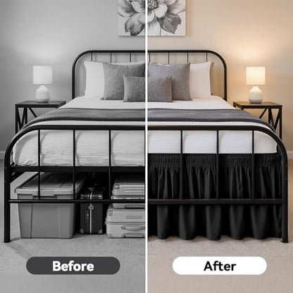 RIMELA Bed Skirt with Split Corners, King, 18 Inch Drop, Black