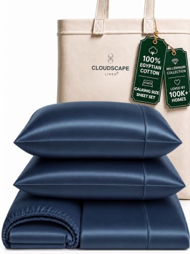 CLOUDSCAPE Millennium Series Egyptian Cotton Sheet Calking Size, Dark Denim