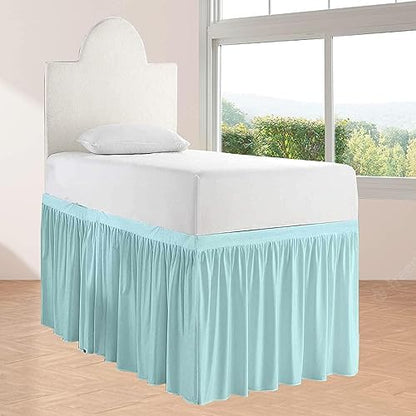 Twin XL 36" Inch Drop Long Dorm Bed Skirt, Ruffled Pattern College Dorm Room Bed Skirts, Split Corner, Easy Care, No Wrinkle Microfiber Bed Skirt