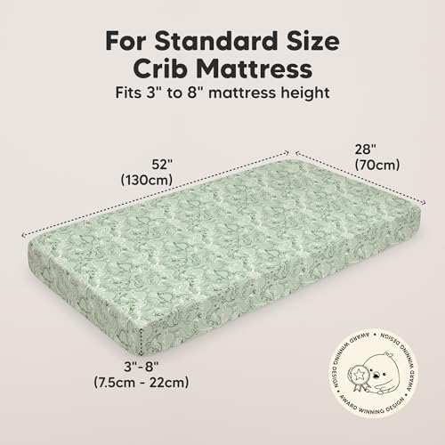 KeaBabies 2pk Organic Cotton Crib Sheets for Boys Girls 52x28, DinoDood