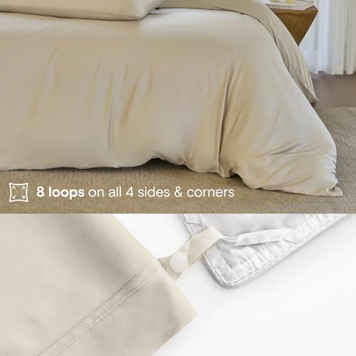 DOZ Duvet Cover Set, 100% Viscose derived from Bamboo, Organically Grown, Buttery Soft, Cooling Duvet Covers, High GSM, 1 Duvet Cover and 1 Pillowcase, 70"x90" (Sand, Twin/Twin XL)