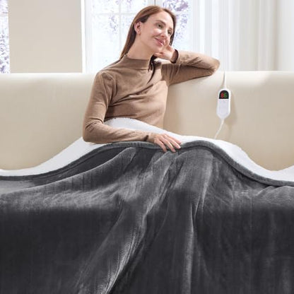 Heated Electric Throw Blanket,Heating Blanket, 50" x 60", Slate Grey