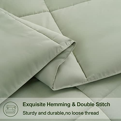 EASELAND Twin Size Down Alternative Comforter, Sage Green, 64x88 Inches