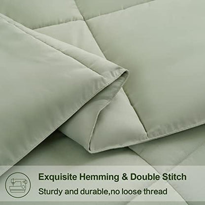 EASELAND Twin Size Down Alternative Comforter, Sage Green, 64x88 Inches