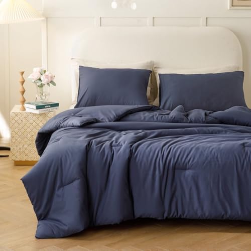ROSGONIA Alaskan King Comforter, Navy Blue, 136x120 Soft Bedding Quilt