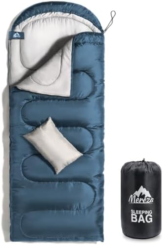 MEREZA 0 Degree Winter Sleeping Bag for Adults Kids with Pillow, Cold Weather Sleeping Bag for 4 Season Camping Hiking Backpacking Sleeping Bags for Big and Tall