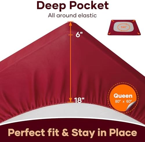 OhGeni Waterproof Mattress Protector, Queen Size Mattress Pad Fitted with Deep Pocket 6"-18", Breathable Noiseless Soft, Washable Dirt-Proof Mattress Cover, Red, More Than 99 pcs fibers, Daybed Cover
