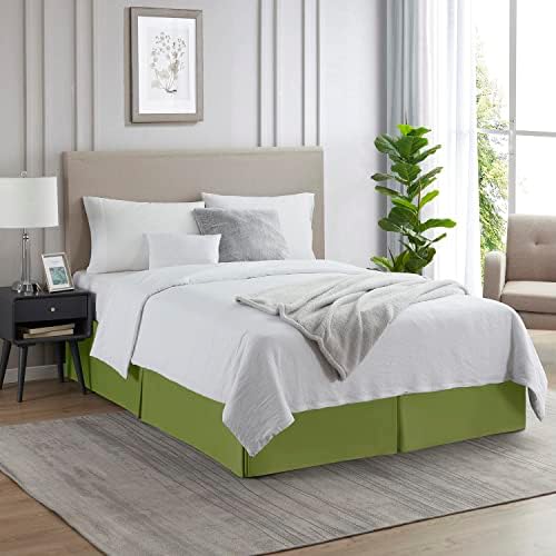 Nestl Calla Green Full XL Bed Skirt - Full XL Size Bed Skirt 14 Inch Drop - Brushed Microfiber Bed Skirts - Hotel Quality Pleated Bed Skirt - Shrinkage & Fade Resistant