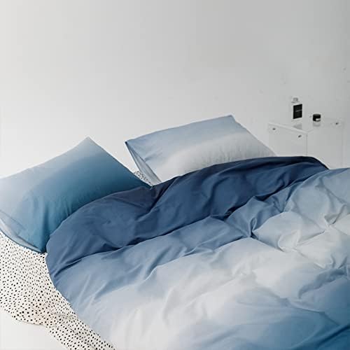 Wellboo Blue White Gradient Comforter Sets Twin Solid Ocean Sea Blue Bedding Comforters Cotton Modern Plain White and Sky Blue Gradient Soft Quilts Farmhouse Abstract Art Watercolor Comforters Warm