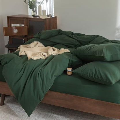 FOSSA Duvet Cover Set 100% Washed Cotton Linen Feel Oversized Queen