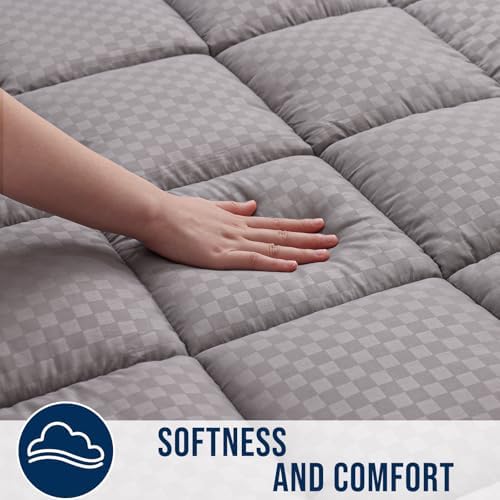 OLANLY Twin XL Quilted Mattress Pad, Down Alternative Fill, Light Grey