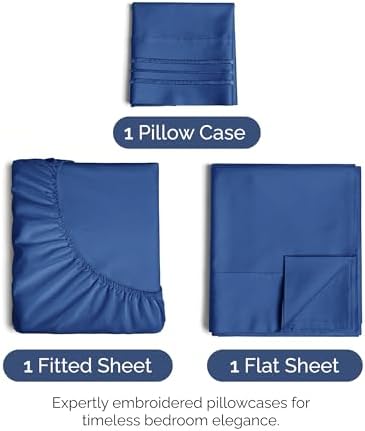 Twin Size 3 Piece Sheet Set - Ultra Soft & Cooling Bed Sheets - Cobalt Blue