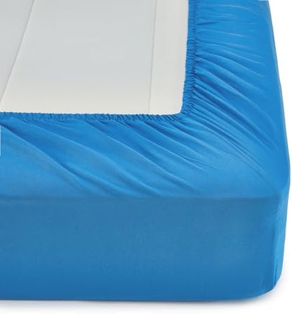 Amazon Basics 7-Piece Soft, Easy-Wash Microfiber Kid's Bed-in-a-Bag Bedding Set with Sheet and Comforter, Full/Queen, Blue, Soft Solid