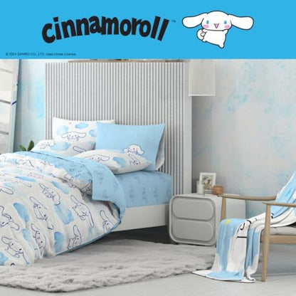Cinnamoroll Bedding Super Soft Cozy Microfiber 4 Piece Queen Sheet Set, (Officially Licensed Product) By Franco Collectibles