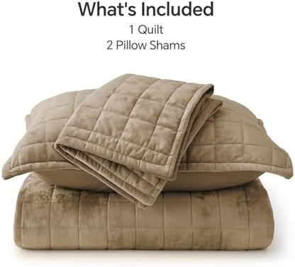 BEDELITE Velvet Quilt Set King Size, Luxury Velvet Comforter Bedding