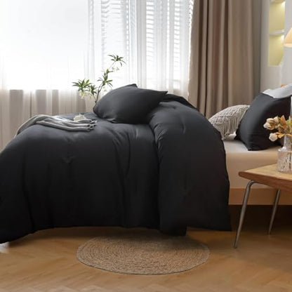 ROSGONIA Alaskan King Comforter, Black, 136x120 Soft Bedding Blanket Quilt