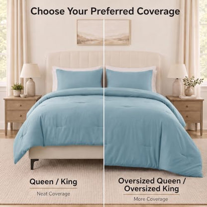 CozyLux Twin Comforter Set, 2 Pieces Down Alternative Bedding, Light Blue