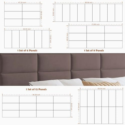 IFNOW Wall Mounted Headboard, Peel and Stick Panels, Dark Skin, Queen