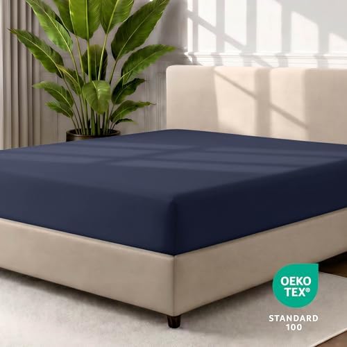 Bare Home Full Fitted Sheet - 1800 Ultra-Soft (Full, Midnight Blue)