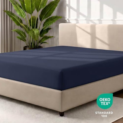 Bare Home Full Fitted Sheet - 1800 Ultra-Soft (Full, Midnight Blue)