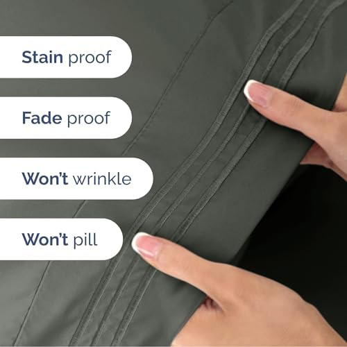 Queen Size 4 Piece Sheet Set - Soft & Cooling Bed Sheets - Dark Slate Grey