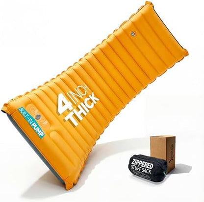 ZOOOBELIVES Inflatable Camping Sleeping Pad, 4-Inch Thick Full Air Support, No Bottoming Out for Side Sleepers, Camping & Backpacking Mattress with Built-in Foot Pump, Durable & Compact – Airlive2000