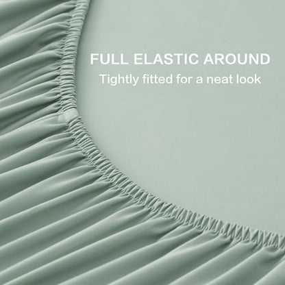 Andency Sage Green King Sheets Set 100% Viscose Derived from Bamboo