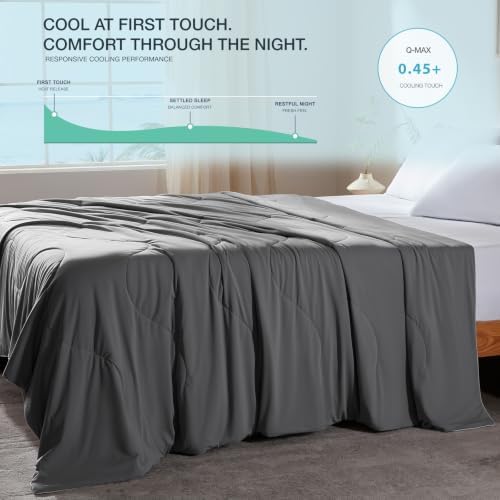 LEAONME® Cooling Comforter Full/Queen Gray Blanket for Hot Sleepers 90"x90"