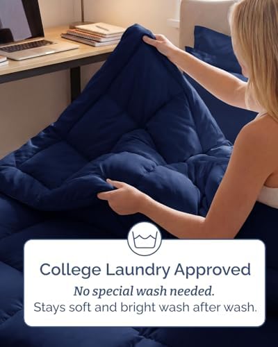 Twin XL Comforter Set - 5 Piece Bed in a Bag Twin XL Size Bed Set - Navy