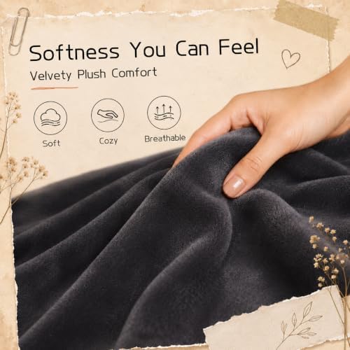 ReyyNio Electric Heated Blanket Throw Size 50"x60", 3H Auto-Off, Dark Gray