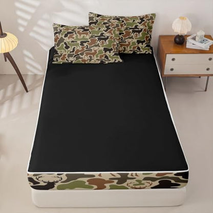 Feelyou Camo Deer Hunting Comforter Set Twin Size Kids Boys Bed in a Bag