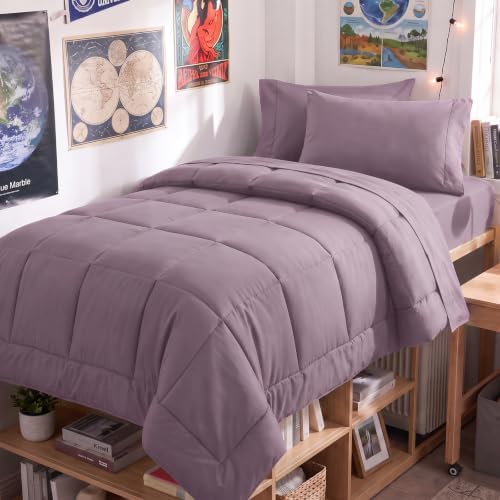 CozyLux Twin XL Comforter Set Dusty Purple - 5 Pieces Twin XL Bed in a Bag