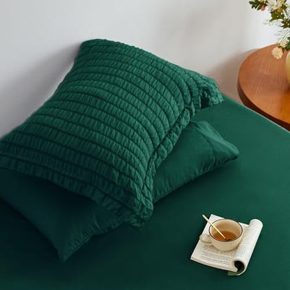 Love's cabin Seersucker Dark Green King Size Comforter Set