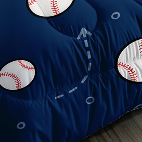 BSNTHO Alphabet Print Full Size, Comforter Set Baseball Kids Comforter 3Pcs