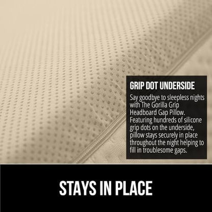 GORILLA GRIP Patented Bed Wedge Pillow for Headboard Gap, King, Cream