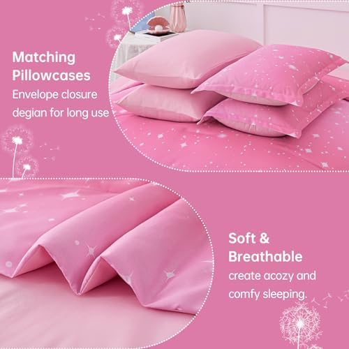 Dinjoy Girls Comforter Set 6 Pieces, Twin Size Colorful Ombre Rainbow Bedding Set, Bed in A Bag for Kid Teen Girls (1 Comforter, 1 Flat Sheet, 1 Fitted Sheet, 1 Pillow Shams, 2 Pillowcases)