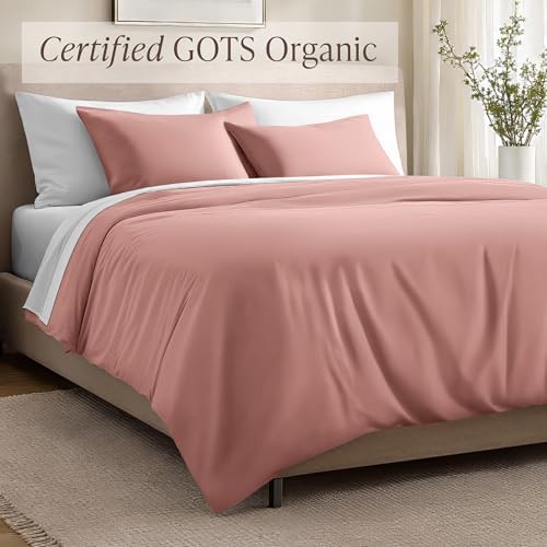 Bare Home 100% Organic Sateen Duvet Cover Set (King/Cal King, Dusty Rose)