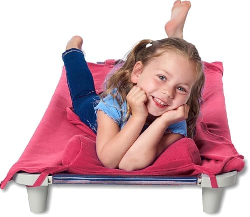 ROLLEE POLLEE Nap Sac Roll Up Napping Blanket with Attached Pillow for Preschool/Daycare, Super Soft with Elastic Straps, Fits Most Mats and Cots