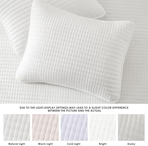 Oversized King Quilt-White Lightweight Bedspreads Quilt Bedding Set