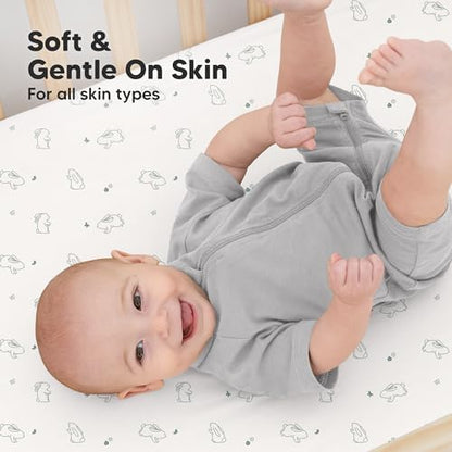 KeaBabies 2pk Organic Cotton Crib Sheets for Boys Girls 52x28, Bunnies