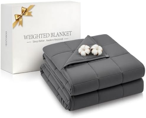 RJOP Cooling Weighted Blanket for Adults (15lbs, 60"x80") Heavy Blanket with Premium Glass, Queen Size Perfect for 190-210 lbs, Soft Breathable, Dark Grey