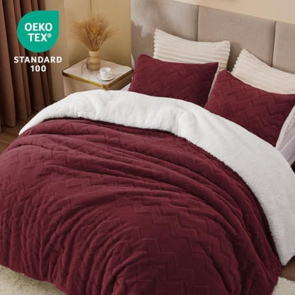 BEDELITE Fluffy Sherpa Queen Comforter Set,Caramel