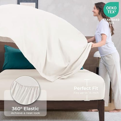 HEVUMYI 5-Piece Twin Comforter Set, Peacock Blue & Ivory Bed in a Bag
