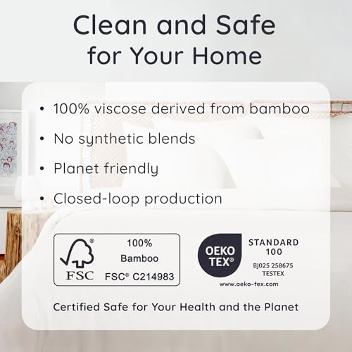 Bambaw 100% Viscose Derived from Bamboo Sheets Twin Size Set – 4-Piece Cooling Bed Sheets Set Twin Size, Ultra Soft & Breathable, Deep Pocket Fits Up to 15" Mattresses, Secure Fit (Ivory)