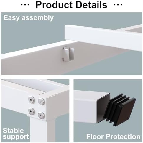 DiaOutro 18 Inch White Full Size Bed Frame with High Storage