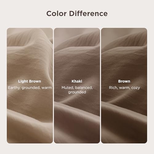 Bedsure Prewashed Cal King Duvet Cover, Cotton-Like Soft Bedding Set, Brown