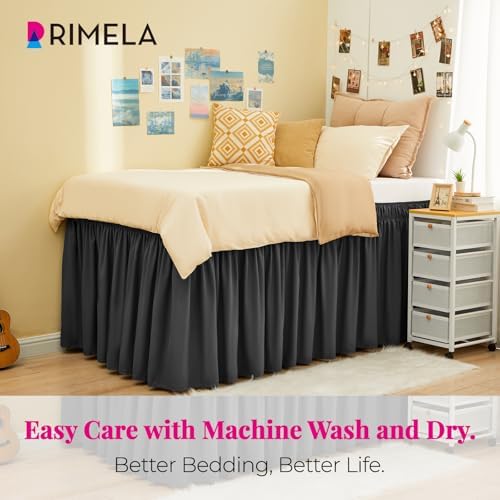 Dorm Room Bed Skirt Twin XL 22" Drop, College Split Corner Bedskirt, Grey