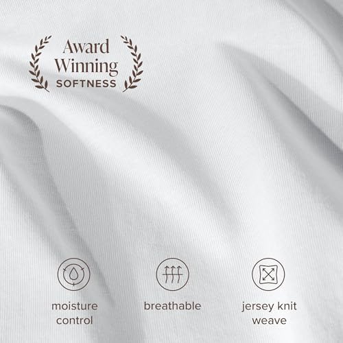 Bare Home 100% Organic Cotton Jersey Sheet Set (Queen, White)