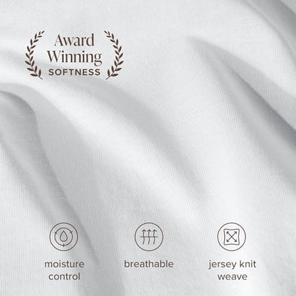 Bare Home 100% Organic Cotton Jersey Sheet Set (Queen, White)